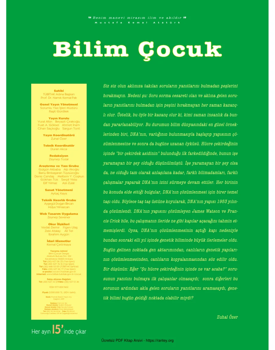 Bilim ve Çocuk Sayı 063 Mart 2003 kapak görseli