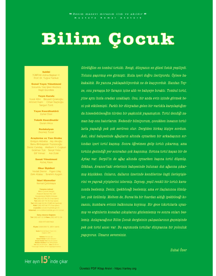 Bilim ve Çocuk Sayı 068 Ağustos 2003 kapak görseli