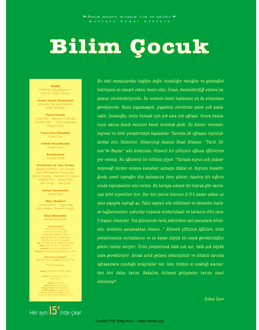 Bilim ve Çocuk Sayı 069 Eylül 2003 kapak görseli