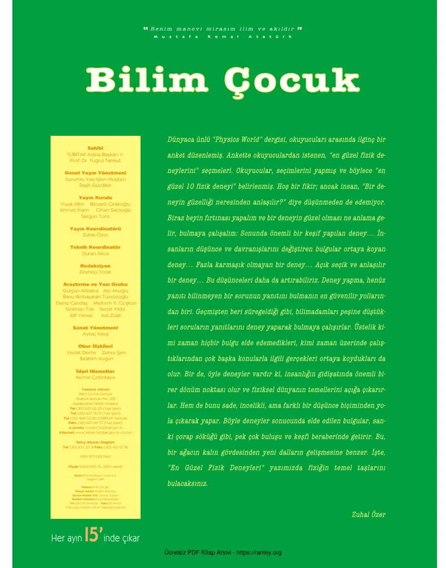 Bilim ve Çocuk Sayı 071 Kasım 2003 kapak görseli