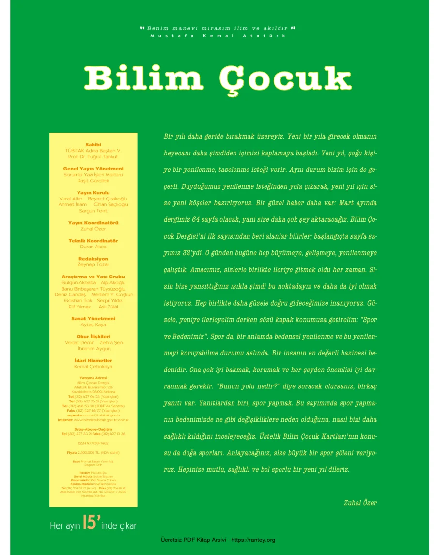 Bilim ve Çocuk Sayı 072 Aralık 2003 kapak görseli