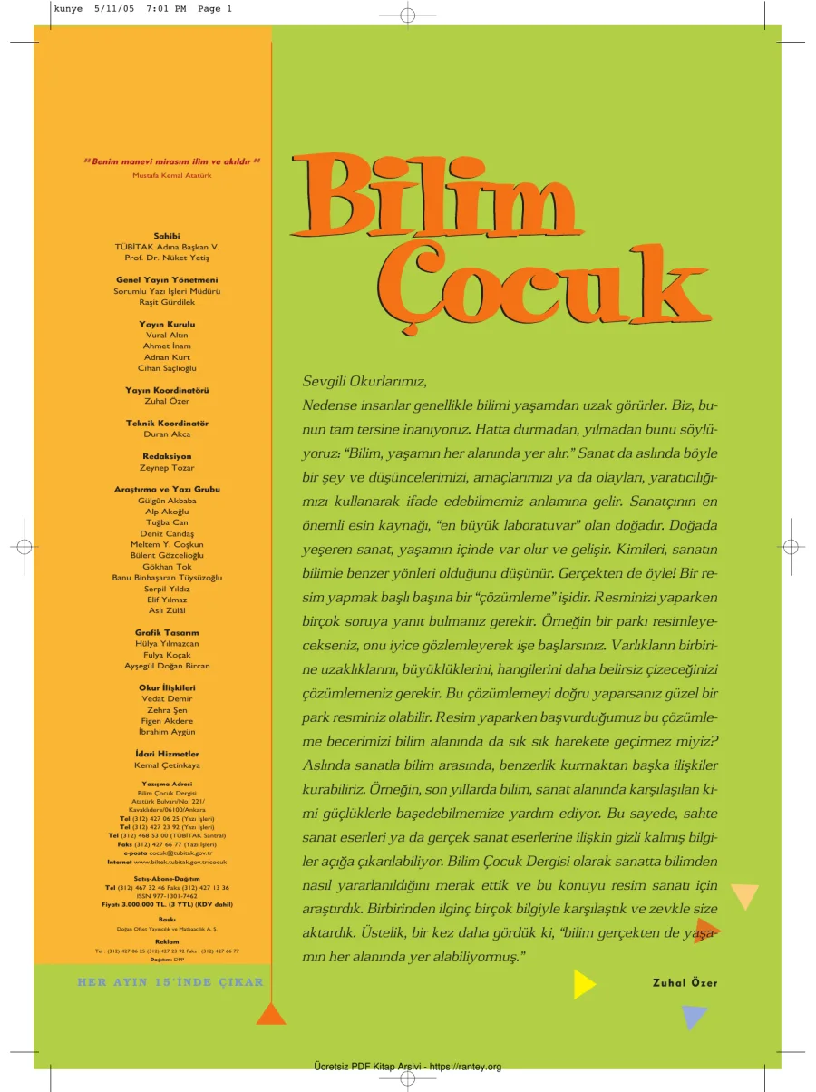 Bilim ve Çocuk Sayı 089 Mayıs 2005 kapak görseli