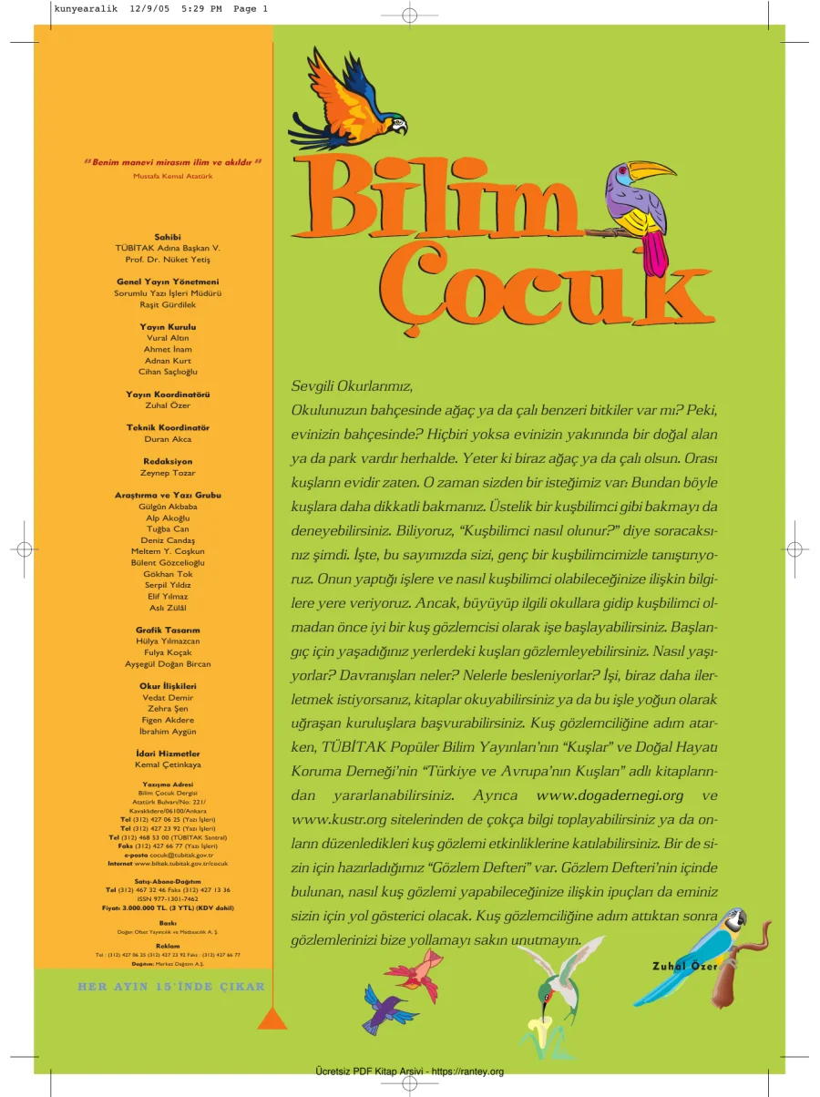 Bilim ve Çocuk Sayı 096 Aralık 2005 kapak görseli