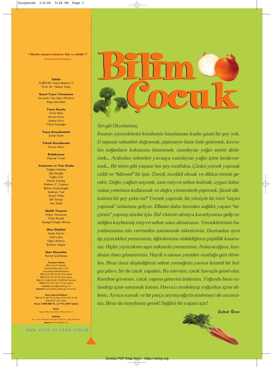Bilim ve Çocuk Sayı 097 Ocak 2006 kapak görseli