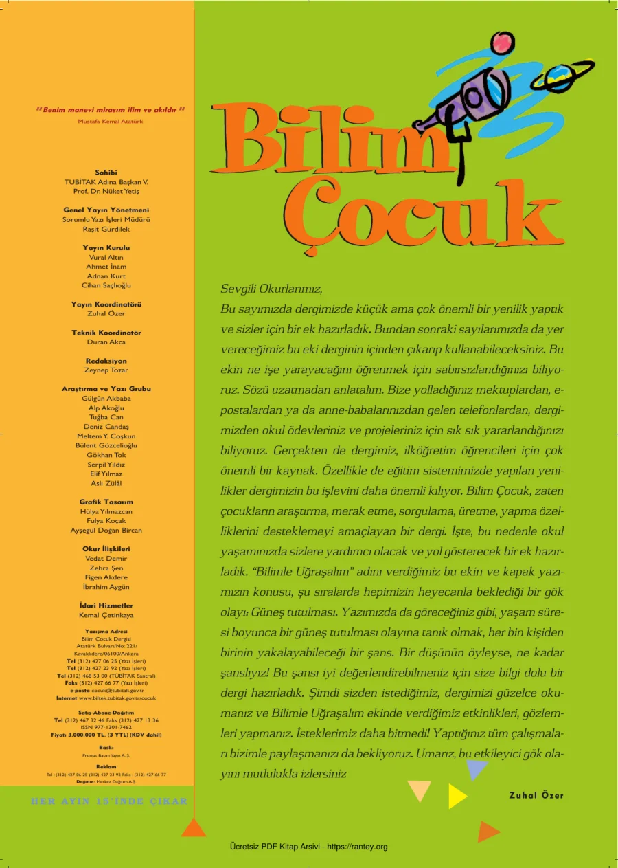 Bilim ve Çocuk Sayı 099 Mart 2006 kapak görseli