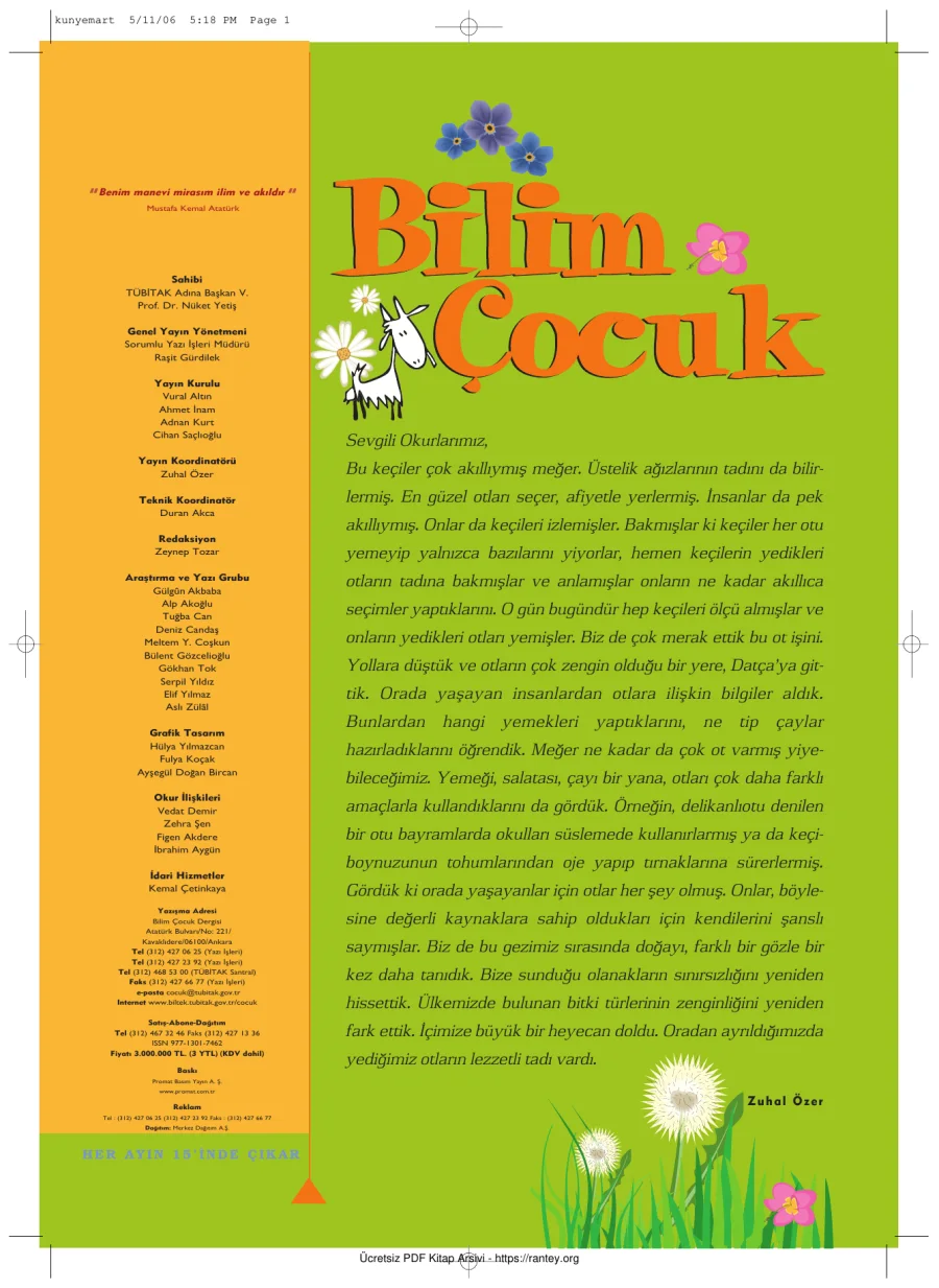 Bilim ve Çocuk Sayı 101 Mayıs 2006 kapak görseli