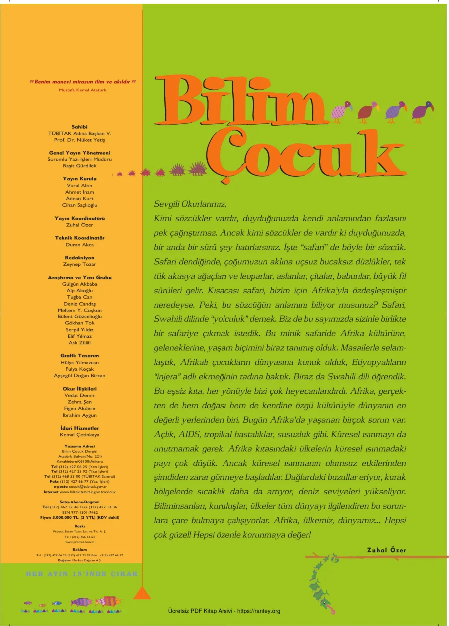 Bilim ve Çocuk Sayı 103 Temmuz 2006 kapak görseli