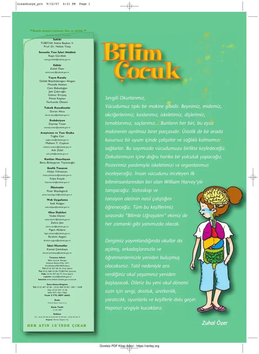 Bilim ve Çocuk Sayı 117 Eylül 2007 kapak görseli