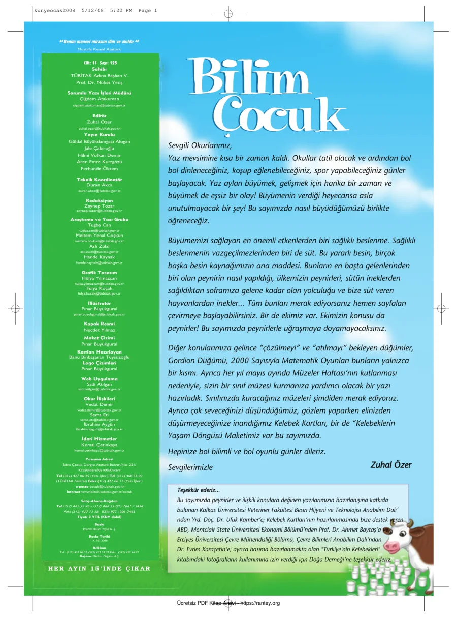 Bilim ve Çocuk Sayı 125 Mayıs 2008 kapak görseli