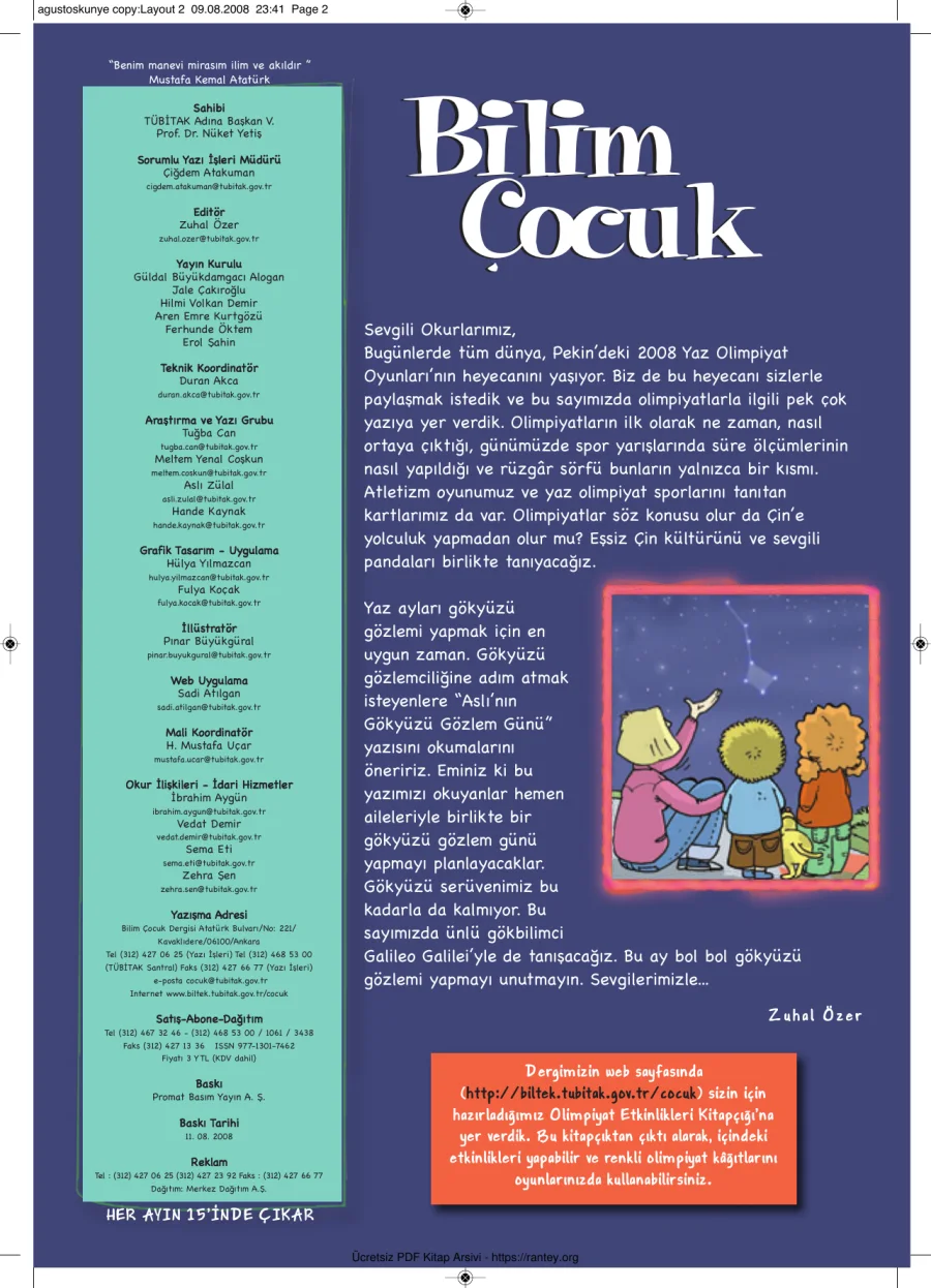 Bilim ve Çocuk Sayı 128 Ağustos 2008 kapak görseli