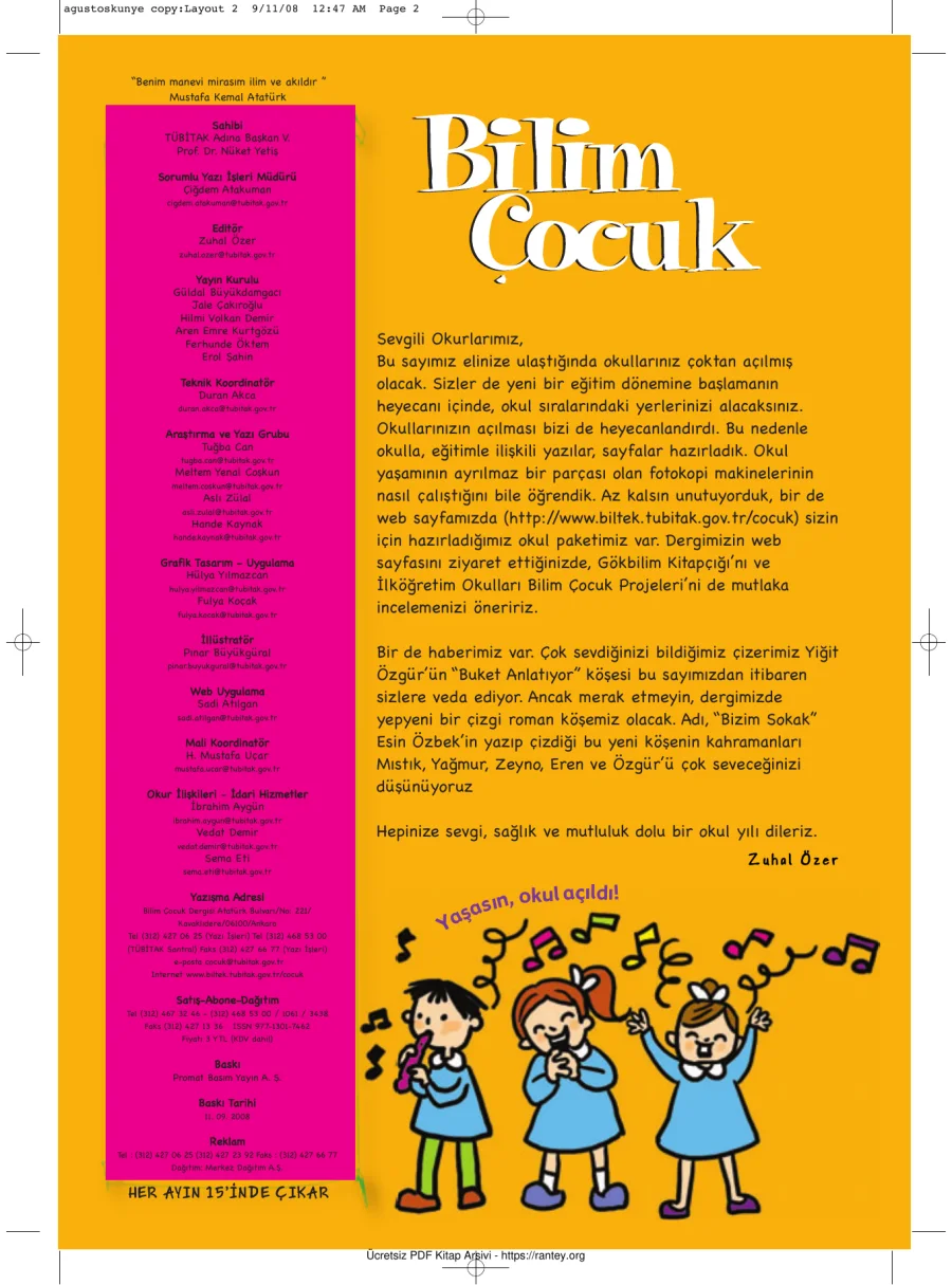 Bilim ve Çocuk Sayı 129 Eylül 2008 kapak görseli