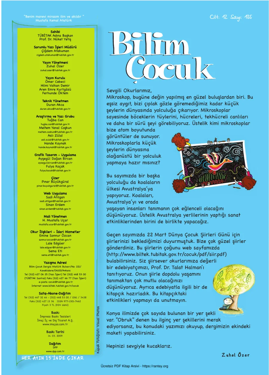 Bilim ve Çocuk Sayı 135 Mart 2009 kapak görseli