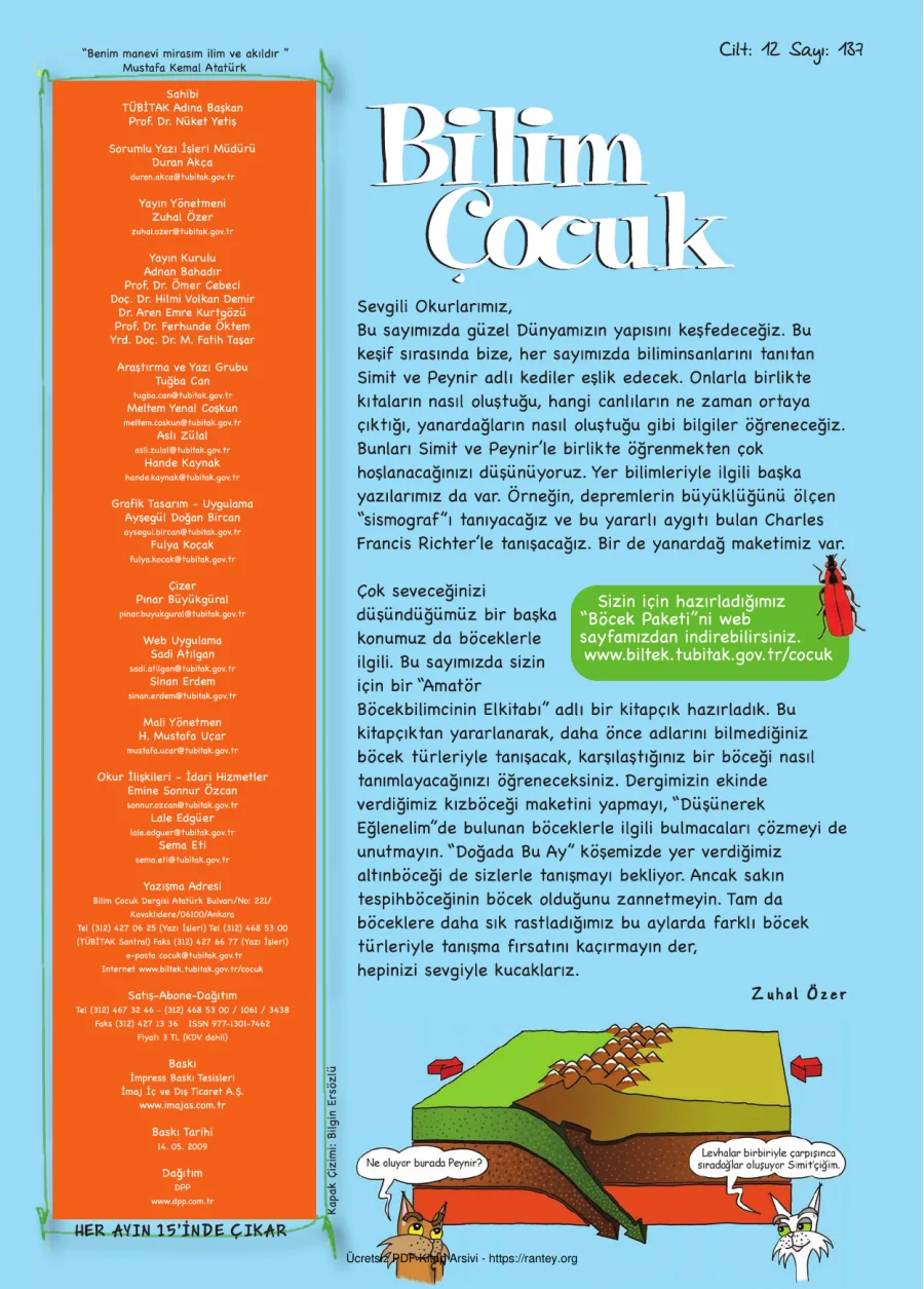 Bilim ve Çocuk Sayı 137 Mayıs 2009 kapak görseli