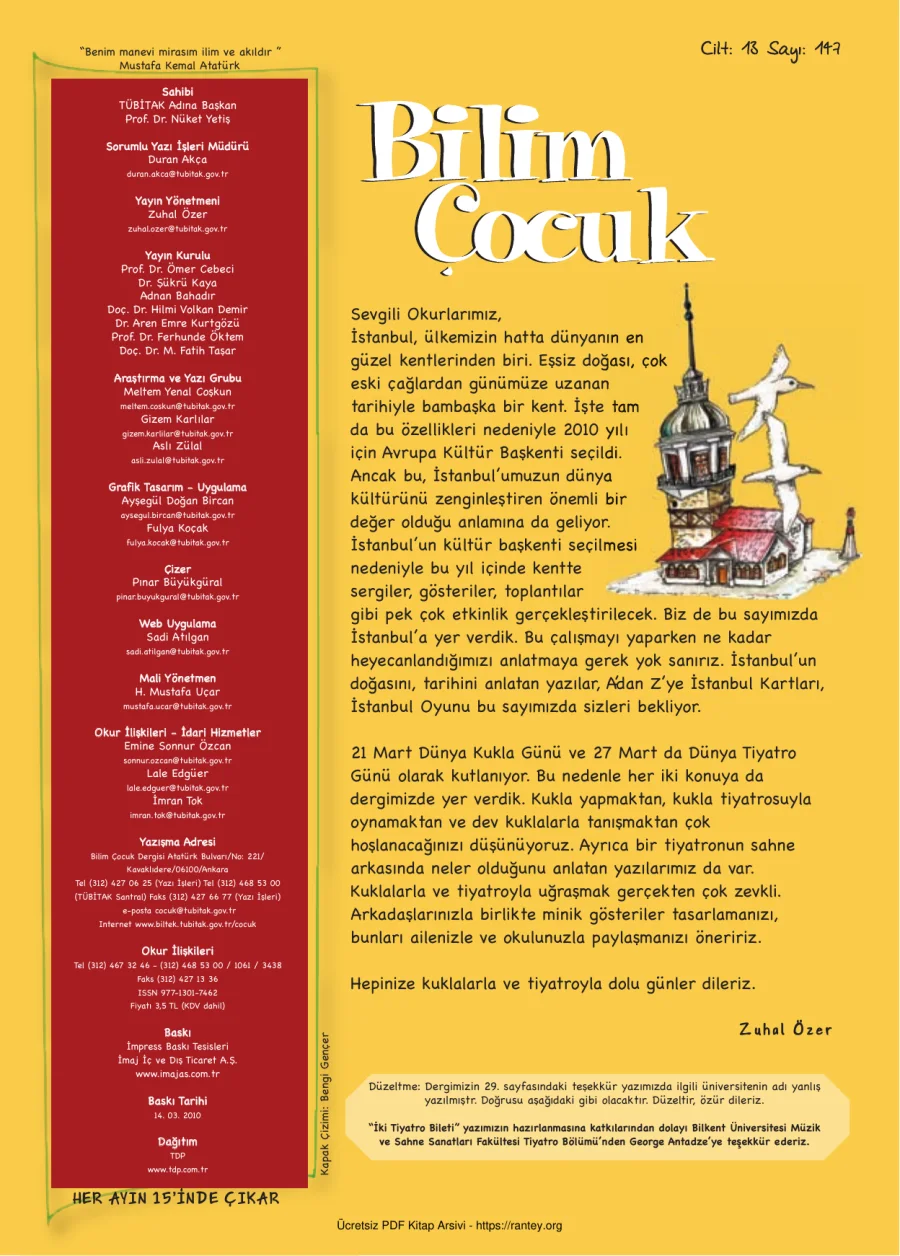 Bilim ve Çocuk Sayı 147 Mart 2010 kapak görseli