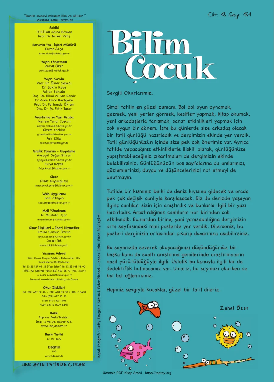 Bilim ve Çocuk Sayı 151 Temmuz 2010 kapak görseli