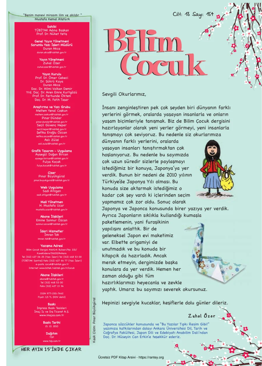 Bilim ve Çocuk Sayı 154 Ekim 2010 kapak görseli