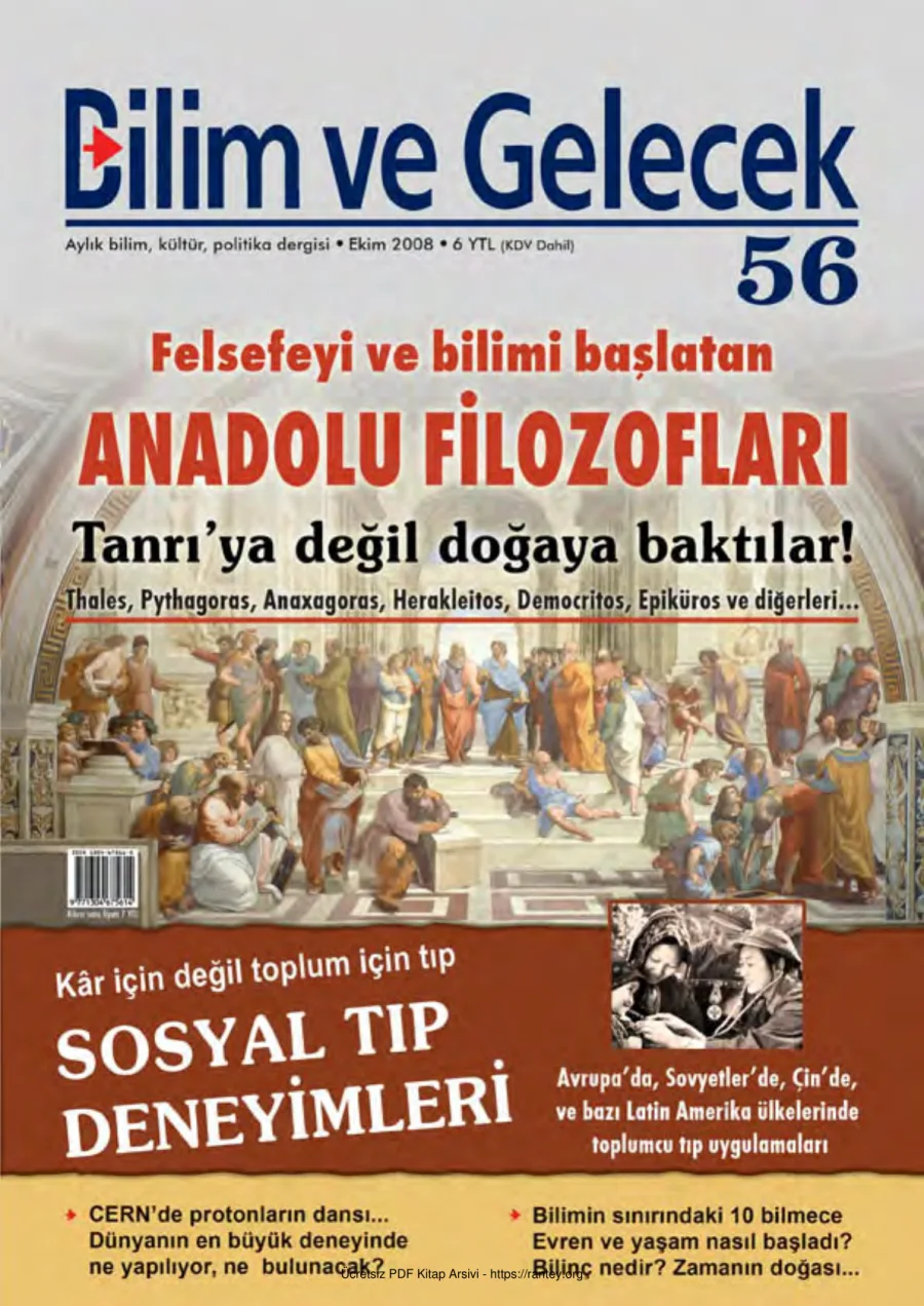 Bilim ve Gelecek Sayı 056 Ekim 2008 kapak görseli