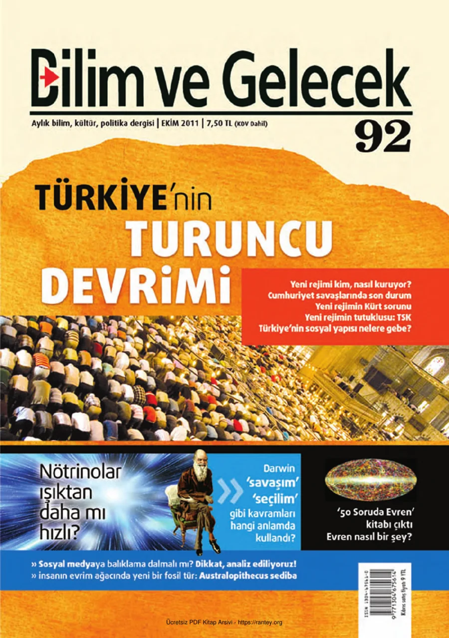 Bilim ve Gelecek Sayı 092 Ekim 2011 kapak görseli