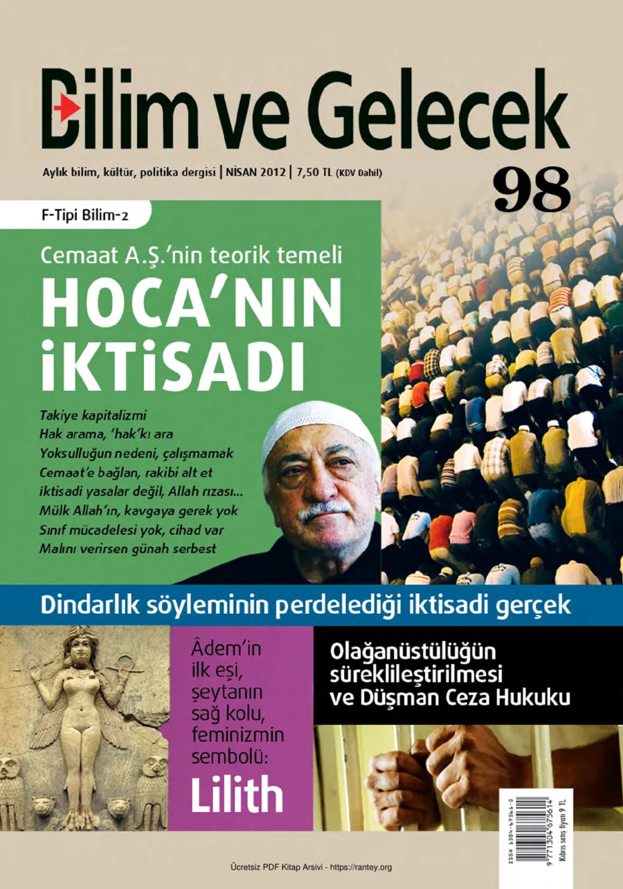 Bilim ve Gelecek Sayı 098 Nisan 2012 kapak görseli