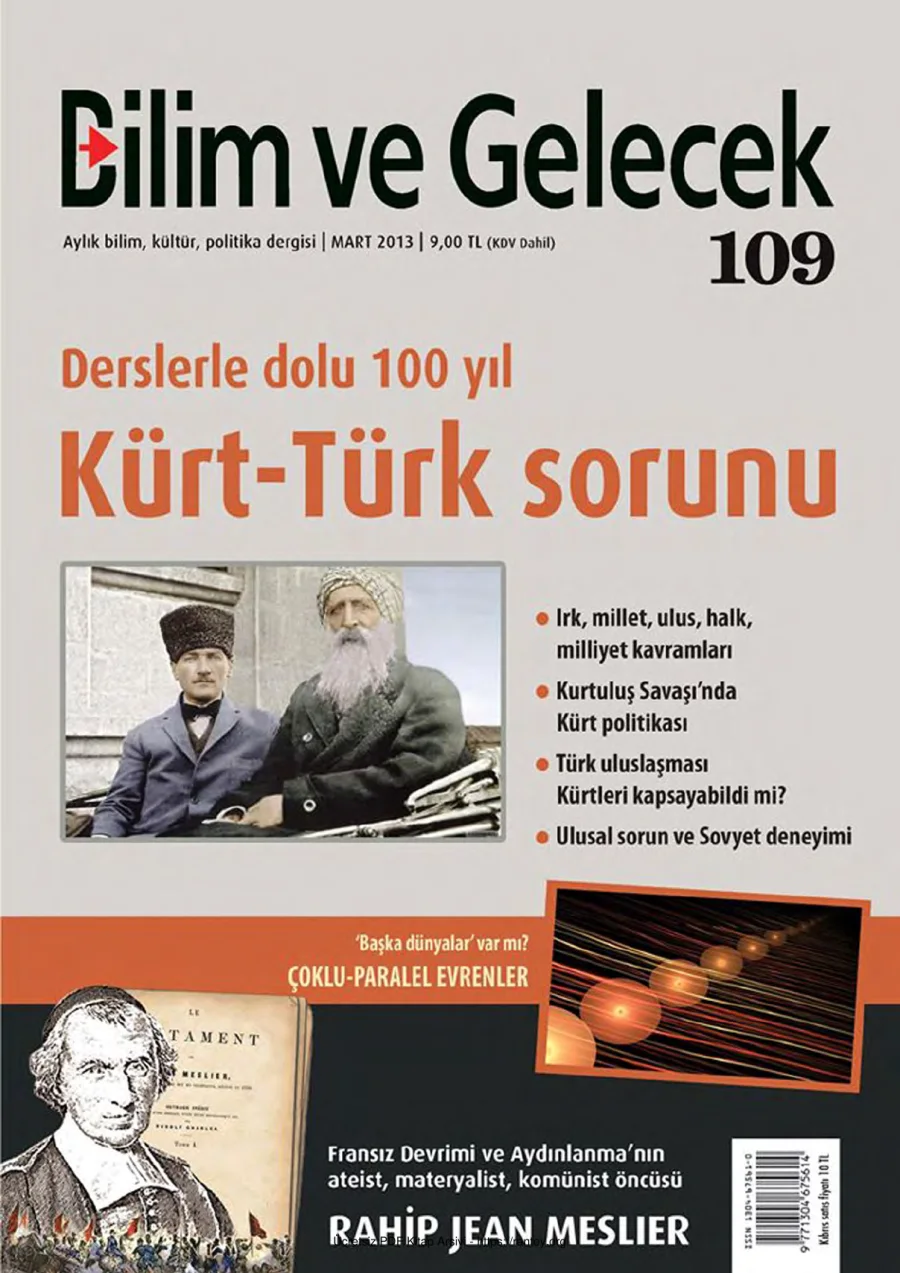 Bilim ve Gelecek Sayı 109 Mart 2013 kapak görseli