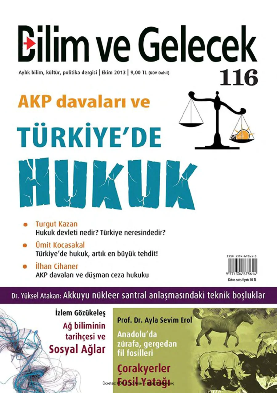 Bilim ve Gelecek Sayı 116 Ekim 2013 kapak görseli