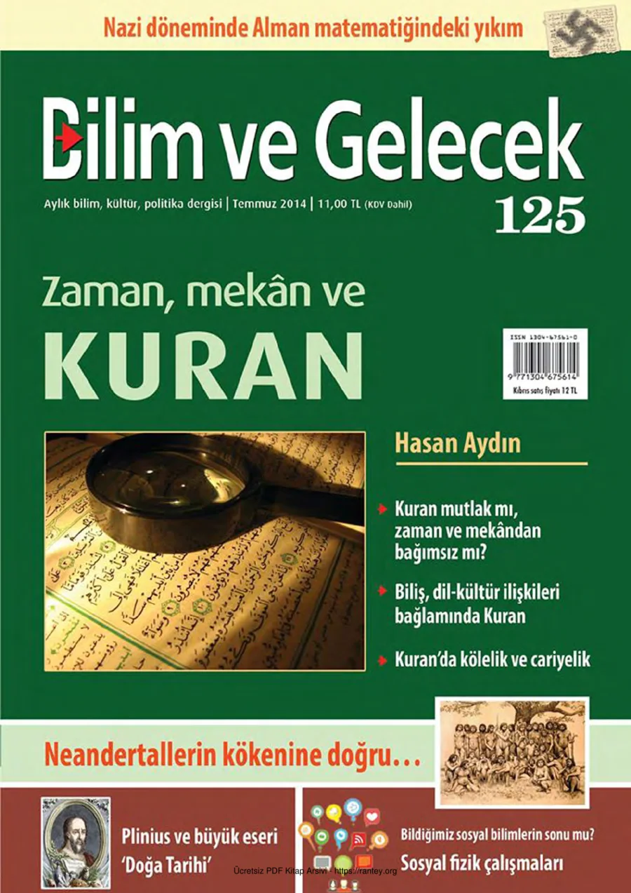 Bilim ve Gelecek Sayı 125 Temmuz 2014 kapak görseli