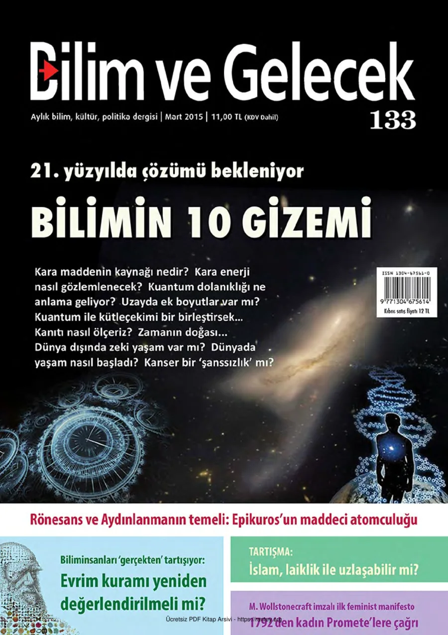 Bilim ve Gelecek Sayı 133 Mart 2015 kapak görseli