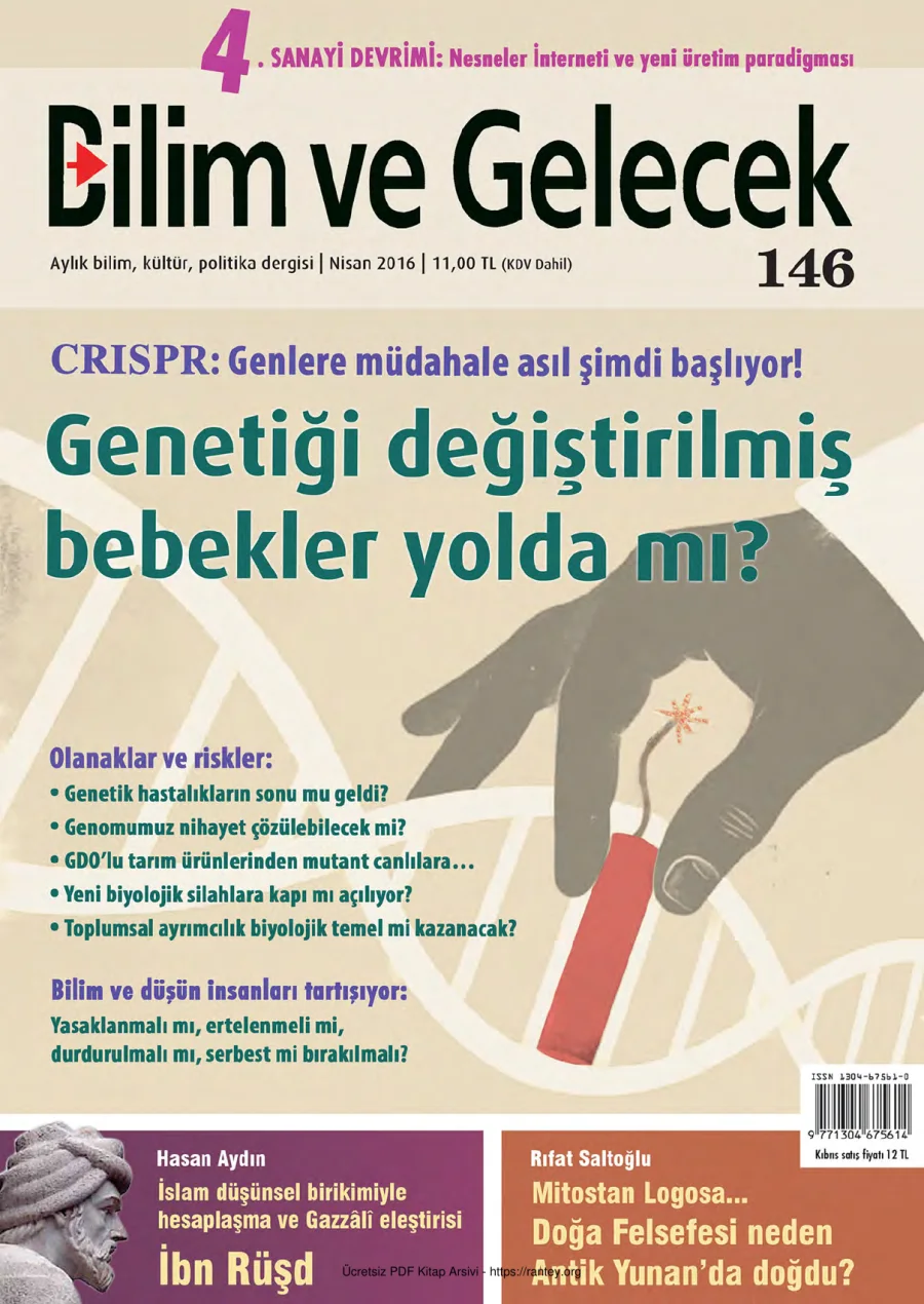 Bilim ve Gelecek Sayı 146 Nisan 2016 kapak görseli
