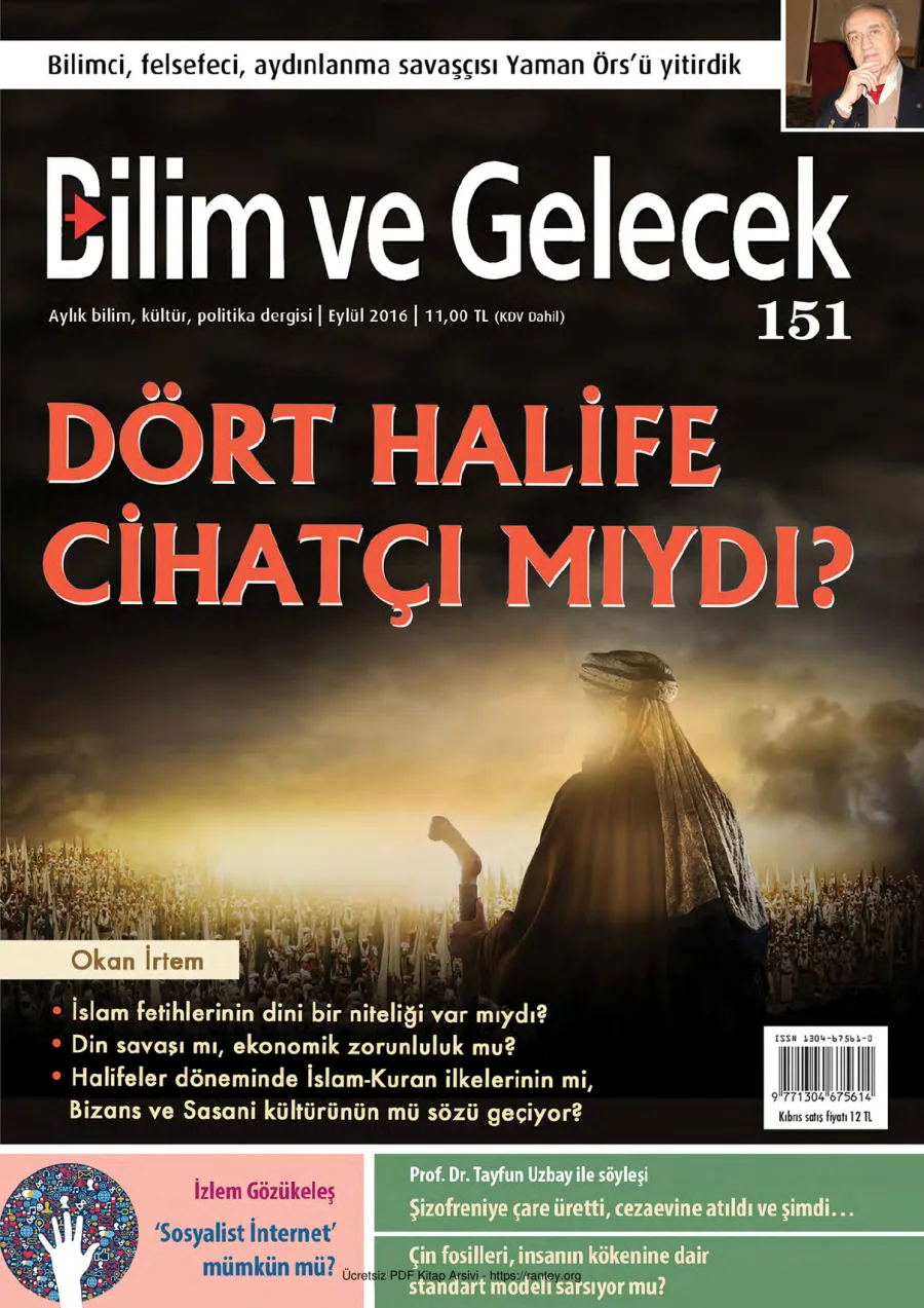 Bilim ve Gelecek Sayı 151 Eylül 2016 kapak görseli