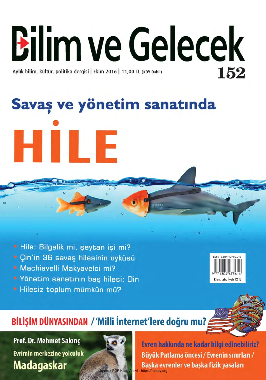Bilim ve Gelecek Sayı 152 Ekim 2016 kapak görseli