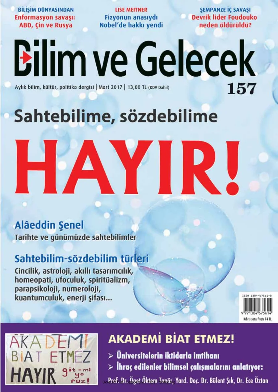 Bilim ve Gelecek Sayı 157 Mart 2017 kapak görseli