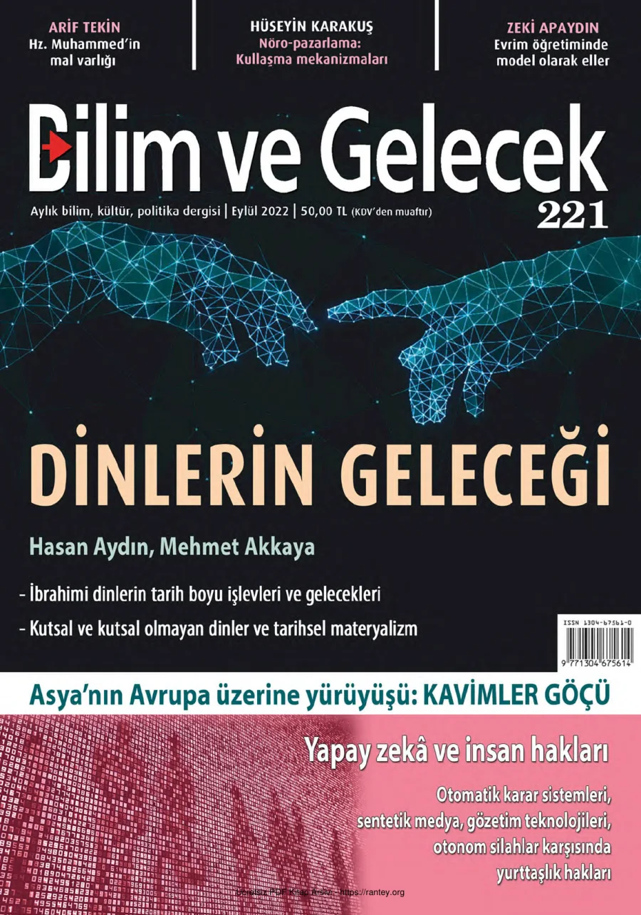 Bilim ve Gelecek Sayı 221 - Eylül 2022 kapak görseli