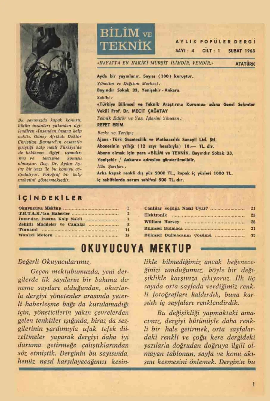 Bilim ve Teknik - Sayı 4, Şubat 1968 kapak görseli