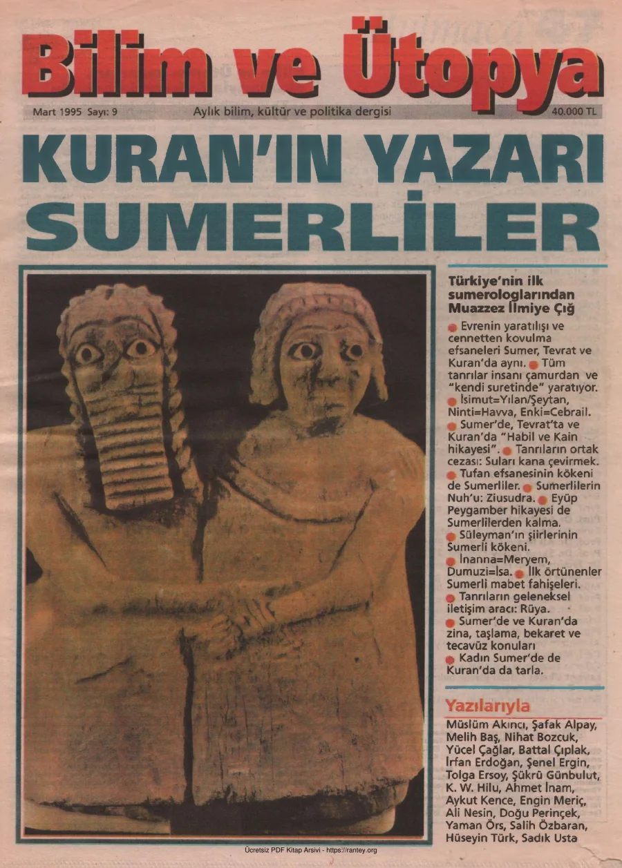 Bilim ve Ütopya Sayı 009 Mart 1995 kapak görseli
