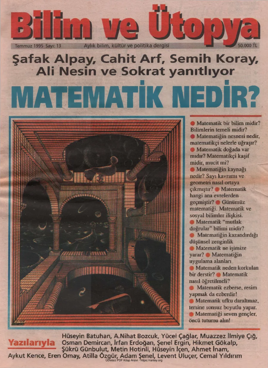 Bilim ve Ütopya Sayı 013 Temmuz 1995 kapak görseli