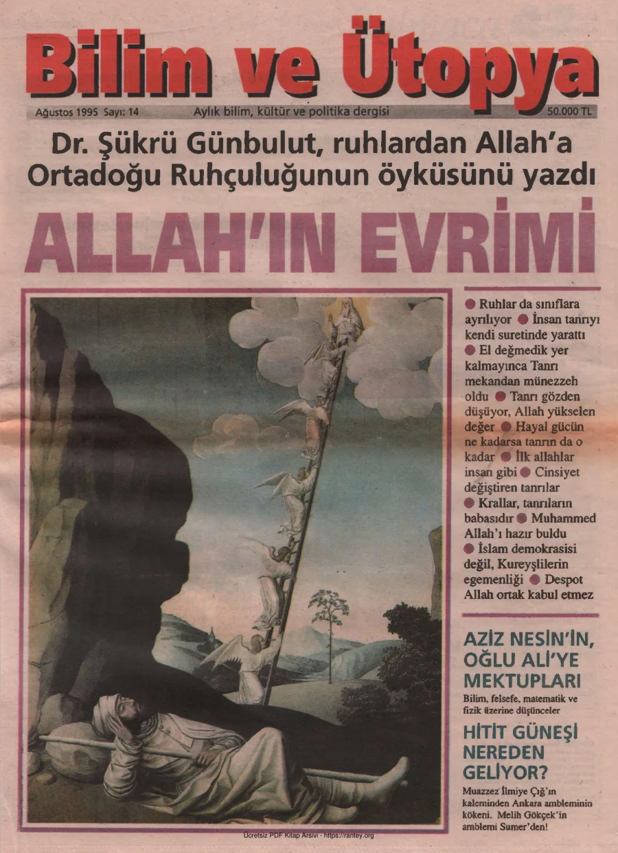 Bilim ve Ütopya Sayı 014 Ağustos 1995 kapak görseli