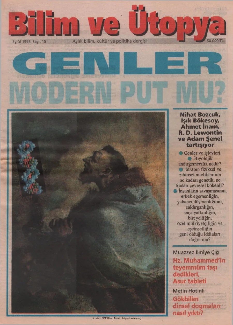 Bilim ve Ütopya Sayı 015 Eylül 1995 kapak görseli