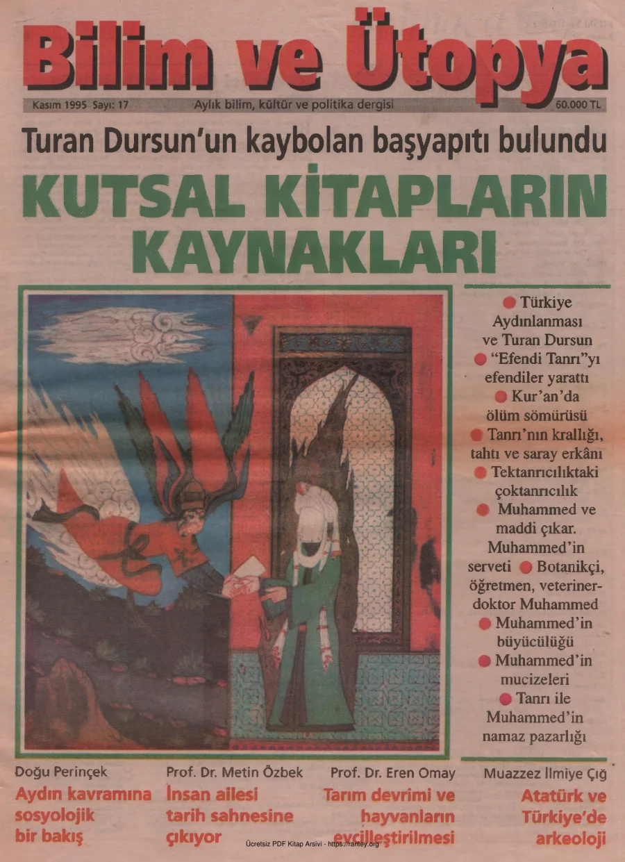 Bilim ve Ütopya Sayı 017 Kasım 1995 kapak görseli