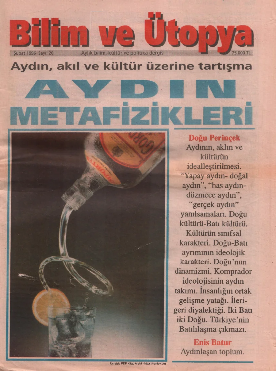 Bilim ve Ütopya Sayı 020 Şubat 1996 kapak görseli