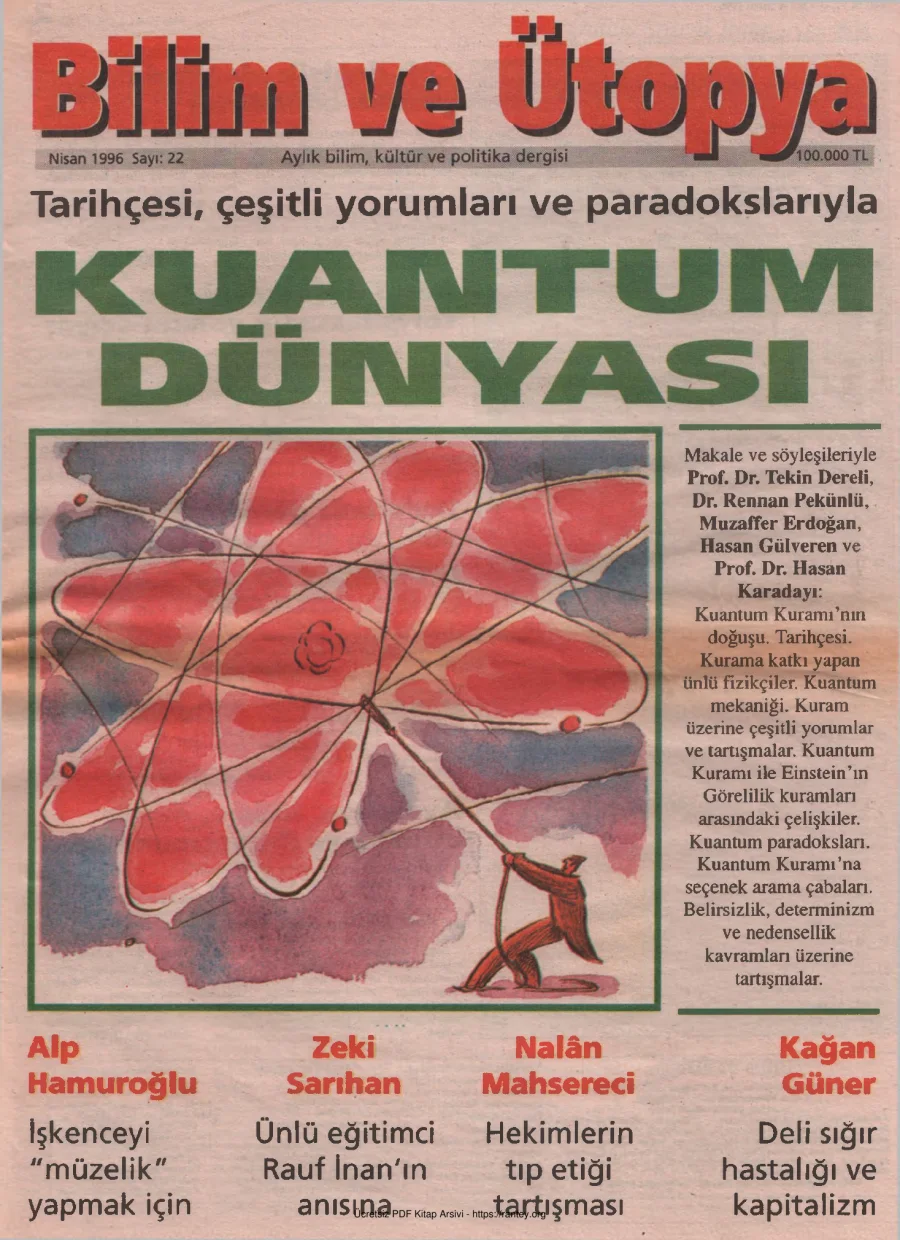 Bilim ve Ütopya Sayı 022 Nisan 1996 kapak görseli