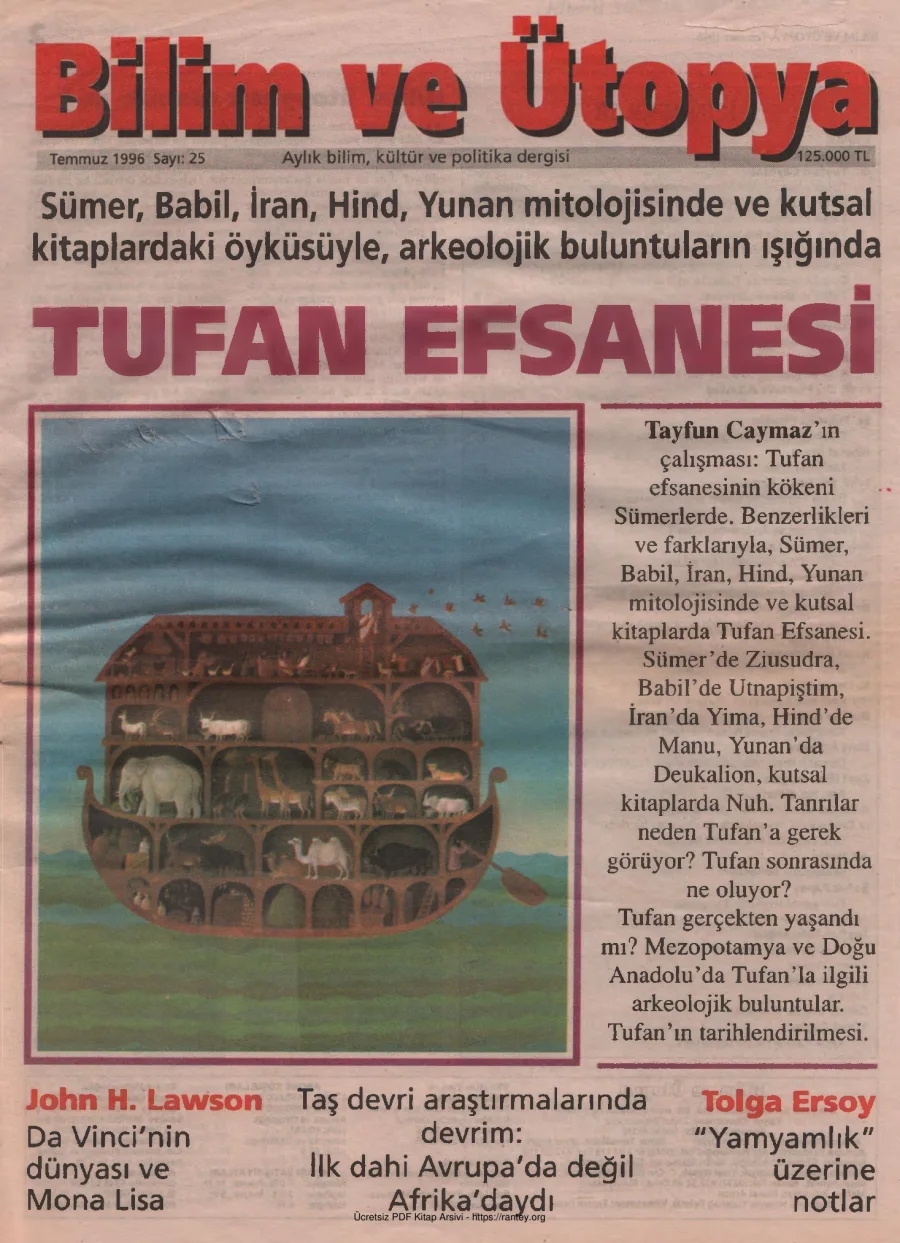 Bilim ve Ütopya Sayı 025 Temmuz 1996 kapak görseli
