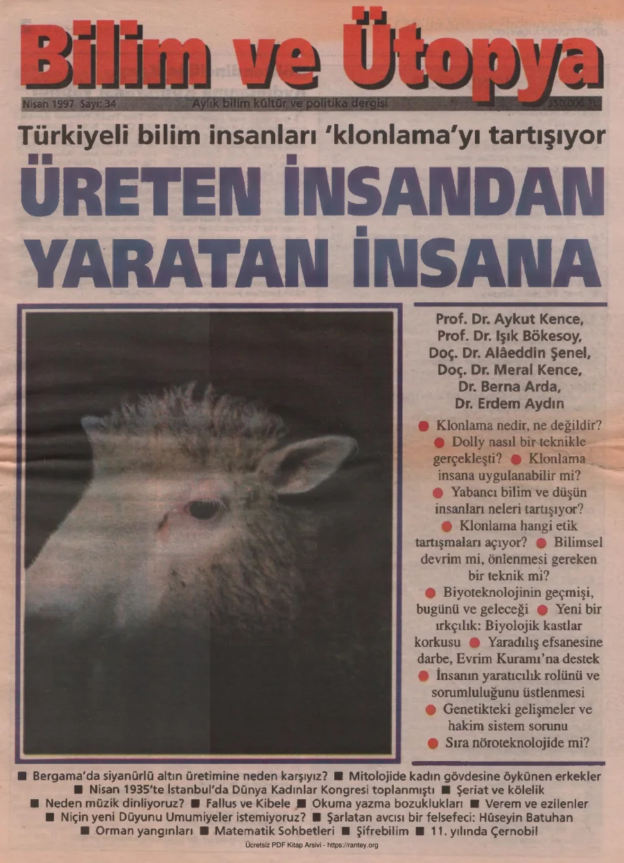 Bilim ve Ütopya Sayı 034 Nisan 1997 kapak görseli