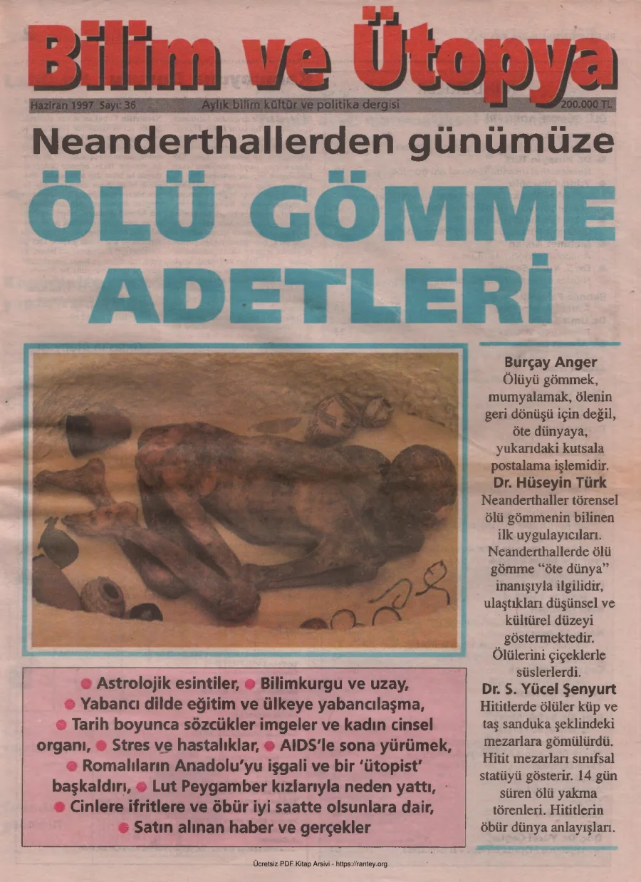 Bilim ve Ütopya Sayı 036 Haziran 1997 kapak görseli