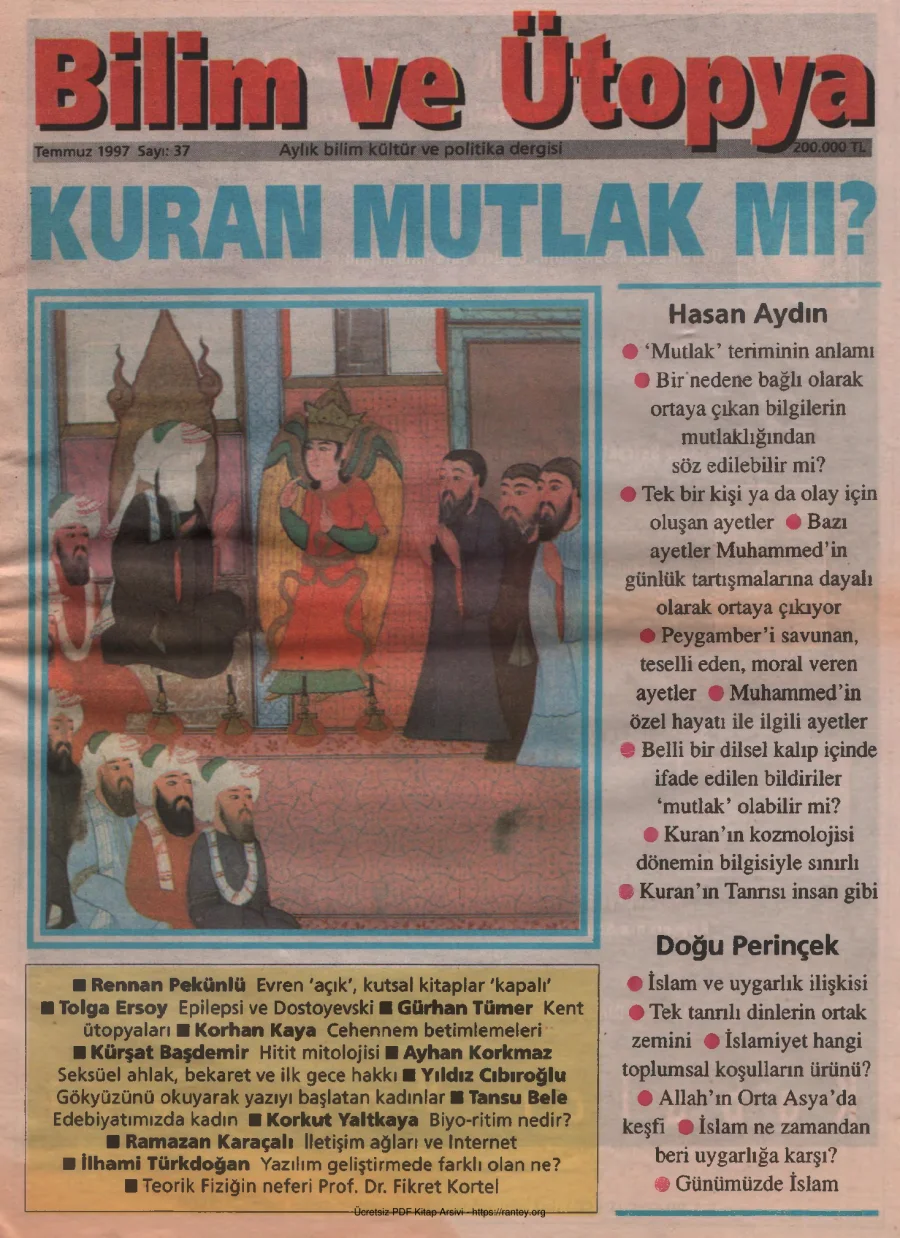 Bilim ve Ütopya Sayı 037 Temmuz 1997 kapak görseli