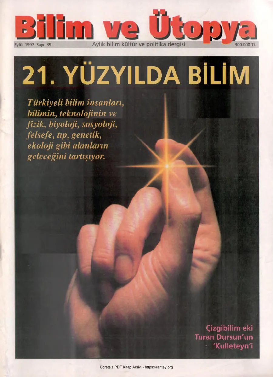 Bilim ve Ütopya Sayı 039 Eylül 1997 kapak görseli