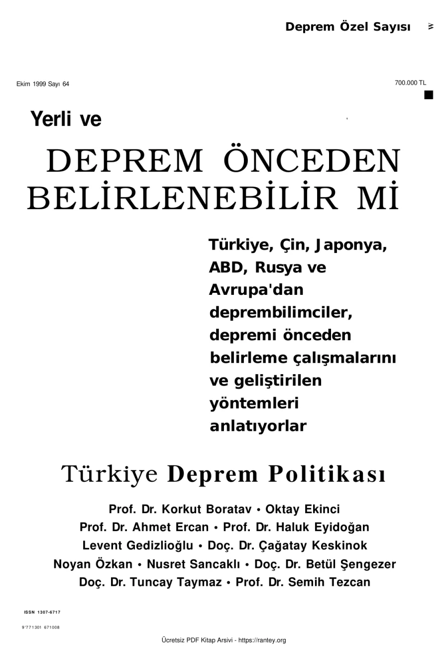 Bilim ve Ütopya Sayı 064 Ekim 1999 kapak görseli