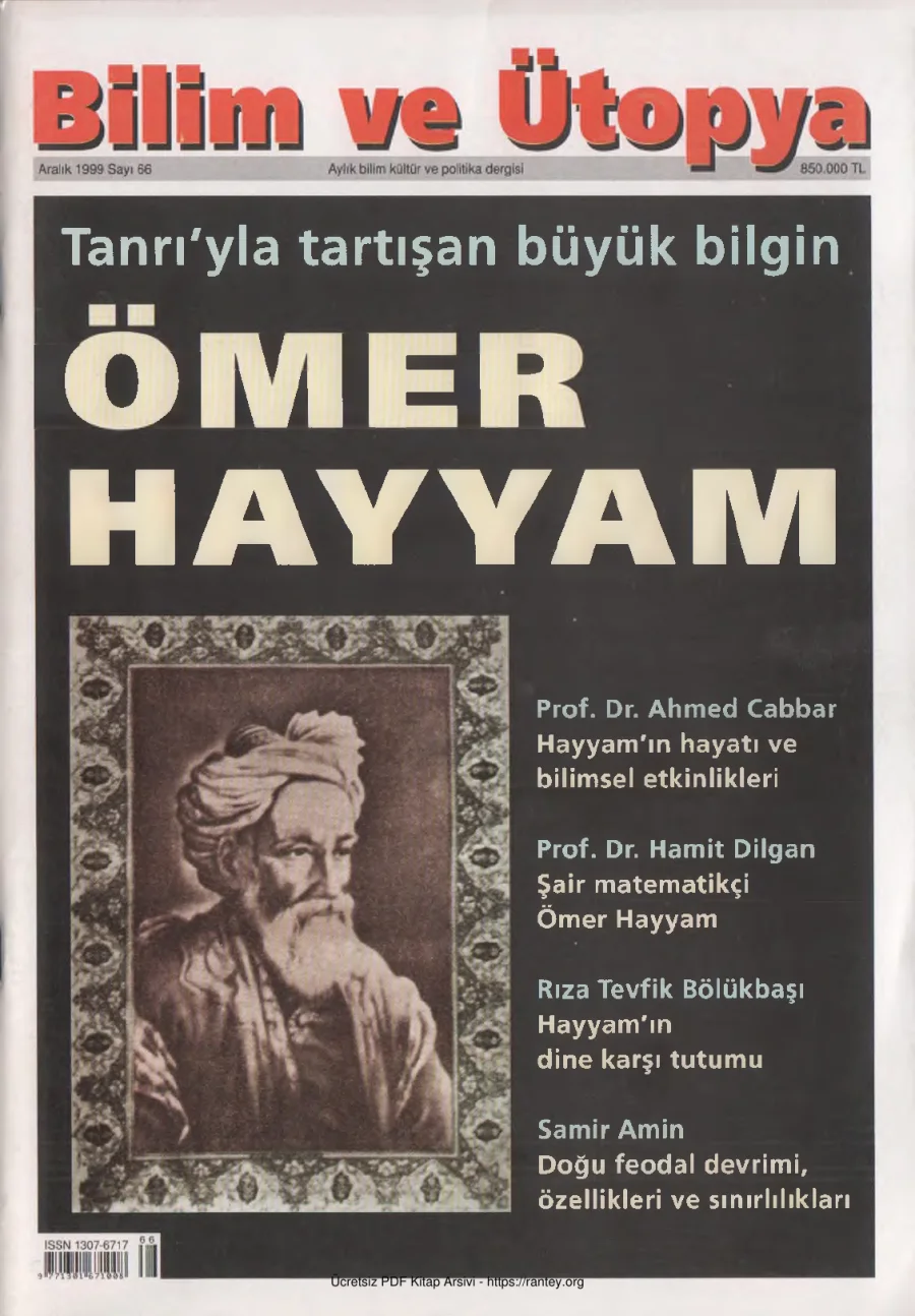 Bilim ve Ütopya Sayı 066 Aralık 1999 kapak görseli