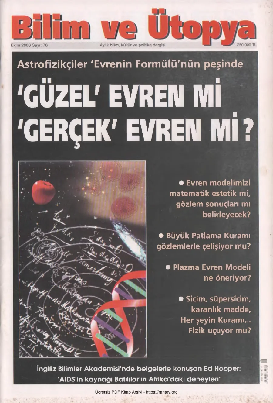 Bilim ve Ütopya Sayı 076 Ekim 2000 kapak görseli