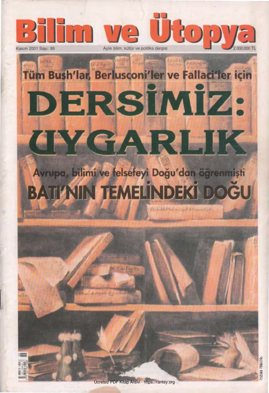 Bilim ve Ütopya Sayı 089 Kasım 2001 kapak görseli
