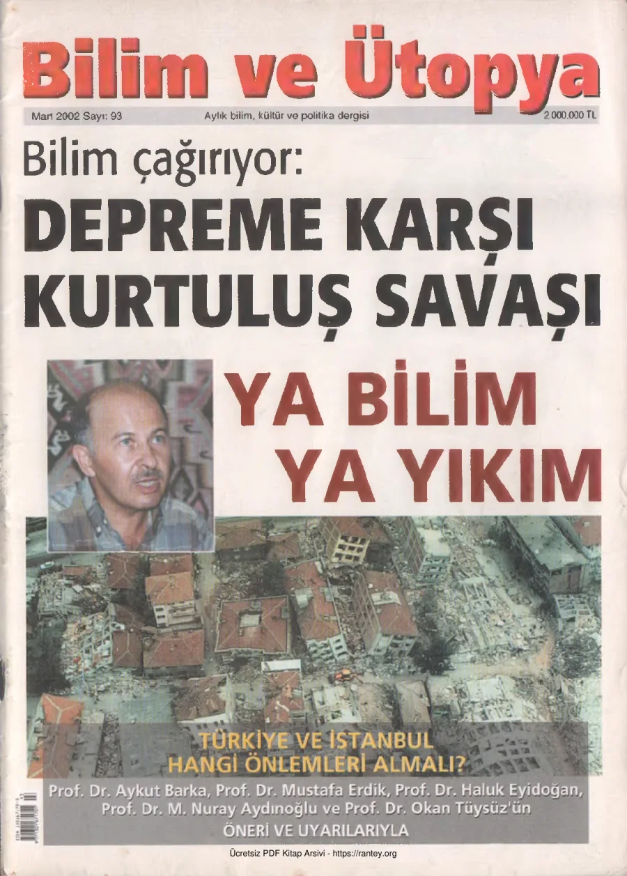 Bilim ve Ütopya Sayı 093 Mart 2002 kapak görseli